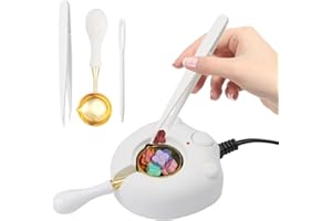 WUERLIN Electric Wax Seal Warmer,Wax Seal Kit with Spoon and Tweezers Great Tool for DIY Wax Seals, Wax Seal Stamp and Melting Wax Seal Sticks Sealing Wax Beads (White)
