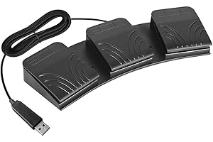 Docooler USB Triple Foot Pedal, Optical Switch Control 3 Key of Keyboard, Support DIY Customized Computer Keyboard Action Pedal, Not-Slip Design Compatible with Multiple Systems - Black [Upgraded]