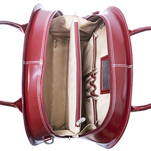 Mcklein USA 94366 Glen Ellyn, 15.4" Leather Detachable Wheeled Case, One Size, Red