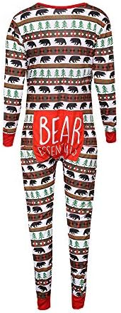 Kenebo Christmas Family Round Neck Button Featuring Matching Clothing Adult Kids Baby Cotton Cute Bear Home Romper Xmas Party Pajamas Set Sleepwear Nightwear Butt Bear Print Jumpsuit