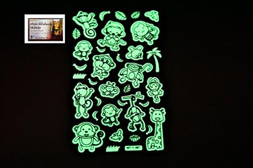 PertidStar Glow In The Dark Stars Wall Stickers MonkeyCute for Starry Sky, Perfect For Kids Bedding Room or Birthday Gift ,Beautiful Wall Ceiling Decals Perfect For Baby Nursery Bedroom Decor,Set 25
