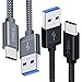 JSAUX USB Type C Cable,(2-Pack 6.6FT)USB A 3.0 to USB-C Fast Charger Nylon Braided Cord compatible Samsung Galaxy S9 S8 Plus Note 9 8,Moto Z Z2,LG V30 V20 G5 G6,Google Pixel 2 XL,Nintendo(Grey&Black)
