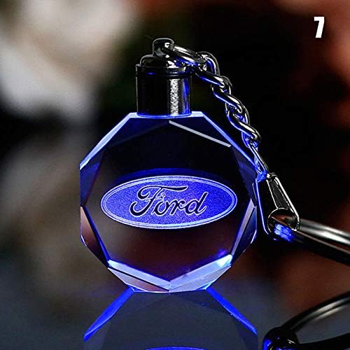 Car Logo Keychain Crystal Light Changing Car keyring Color LED Light Gift Box (Ford)