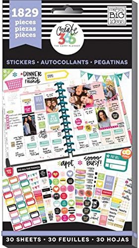 me & my BIG ideas Planner Basics Sticker Value Pack - The Happy Planner Scrapbooking Supplies - Multi-Color & Gold Foil - Great for Projects, Scrapbooks & Albums - 30 Sheets, 1829 Stickers Total