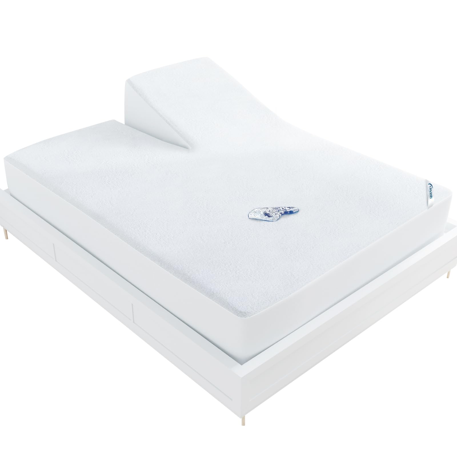 Photo 1 of Split Head King Size Mattress Protector Waterproof,for Adjustable Bed, 34" Top Split from Head,Smooth Top,Breathable Skin Friendly and Noiseless Fitted Sheet,Viscose Terry Mattress Cover