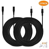 DC Power Extension Cable, 33ft 2Pack 2.1mmx5.5mm DC Plug Power Supply Adapter Extension Cord 20AWG Power Cord Compatible with 12V,24V Wireless CCTV IP Security Camera,Led Strip Lights,Standalone DVR