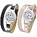 2 Packs Diffuser Bracelet Genuine Leather Bands Essential Oil Bracelet for Women Aromatherapy Bracelet Yoga Bracelet Diffuser Locket Bracelet Confidence Relax Bracelet (Update)
