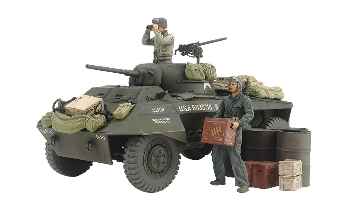 TAMIYA 25196-000 1:35 US M8 Greyhound Combat Patrol Set, True-to-Original Replica, Model Making, Plastic Kit, Crafts, Hobbies, Gluing, Model Kit, Assembly, Unpainted