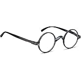 BLUELESS Vintage Round Reading Glasses Professor Readers (Blue Stripe, +1.50)