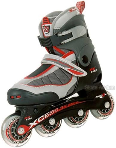 Junior Recreational Inline Skates - MX S1000 Adjustable - Red Trim - Size Medium (12Jnr - 2)
