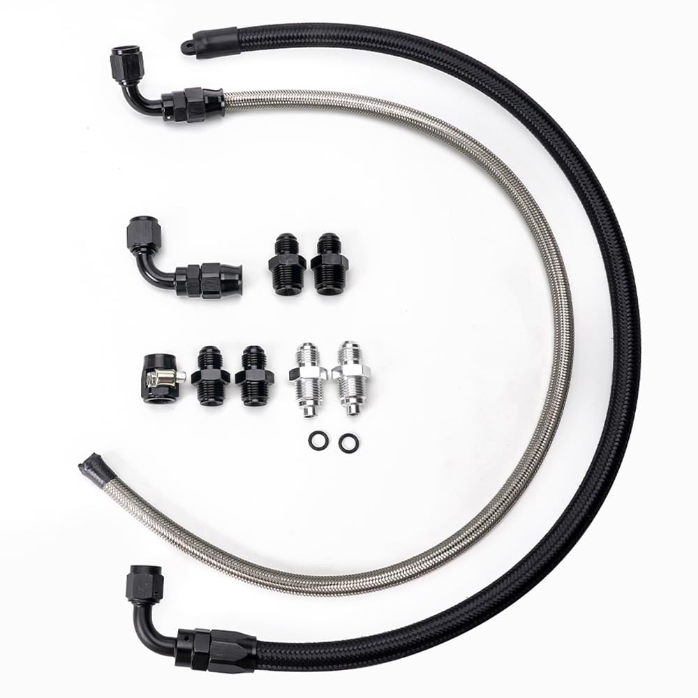 Photo 1 of muge racing 6AN Power Steering Pump Hose Kit 25Inch Compatible with Chevy C10 LS Engine, High/Low Pressure with Leak-Proof Design Connects to GM Type II Power Steering Pump