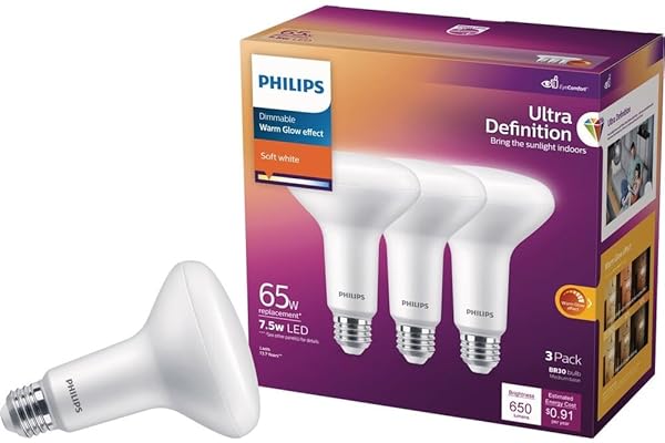 Philips BR30 E26 (Medium) LED Floodlight Bulb Soft White 65 Watt Equivalence 3 pk