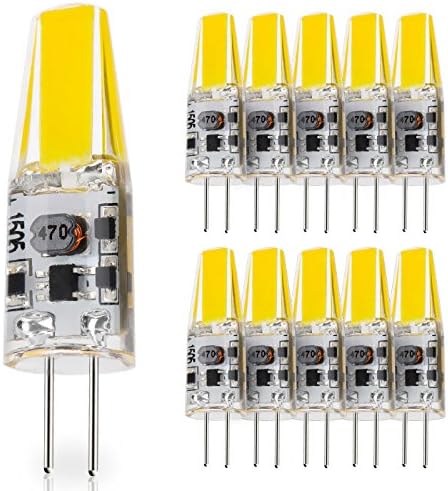 10-Pack G4 Base 2W LED Bulbs, 12V-24V AC/10V-30V DC (RV, motorhomes, boats), 20W Glass Halogen Light Bulbs Replacement, Daylight White 6000K, JC T3 Lamp, Under Cabinet Light, Landscape Lighting