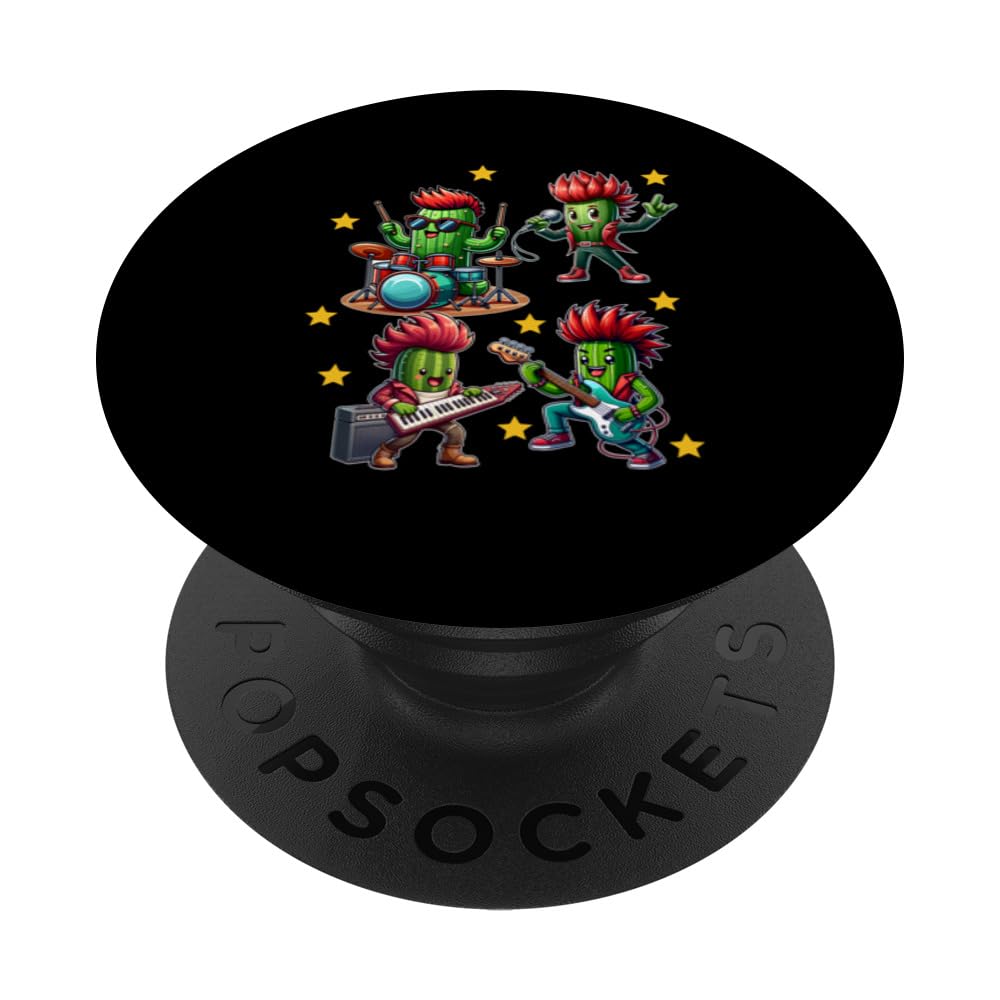 Cactus Band Rockstars Singer Drummer Bassist Guitarist PopSockets Swappable PopGrip