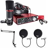 Focusrite Scarlett 2i2 Studio USB Audio Interface and Recording Bundle (2nd Gen) Plus Free Knox Microphone Suspension Boom Scissor Arm and 2 Knox Pop Filters