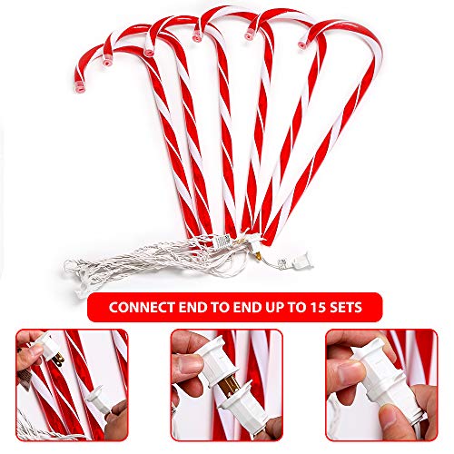 Ankuka 22" Cane Candy Lights - 6 Sets Outdoor Christmas Candy Cane Pathway Markers Pre-Lit with 5 Tungsten Bulbs Per Cane for Christmas Decorations