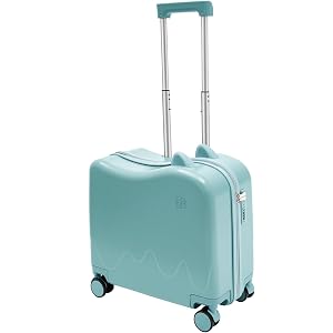 Bamiyune 18" Kids Ride On Suitcase for Kids Rideable Luggage with Wheels Hard Shell Travel Suitcase with Lock Adjustable Hand