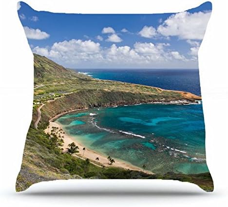Hilary Throw Pillowcase 18 x 18 Inches Cotton Pillow Cover Case with Hidden Zipper Decor Cushion Covers - Landscapes hanauma bay oahu island hawai Hanauma bay Oahu Hawaii mountain coast landscape For