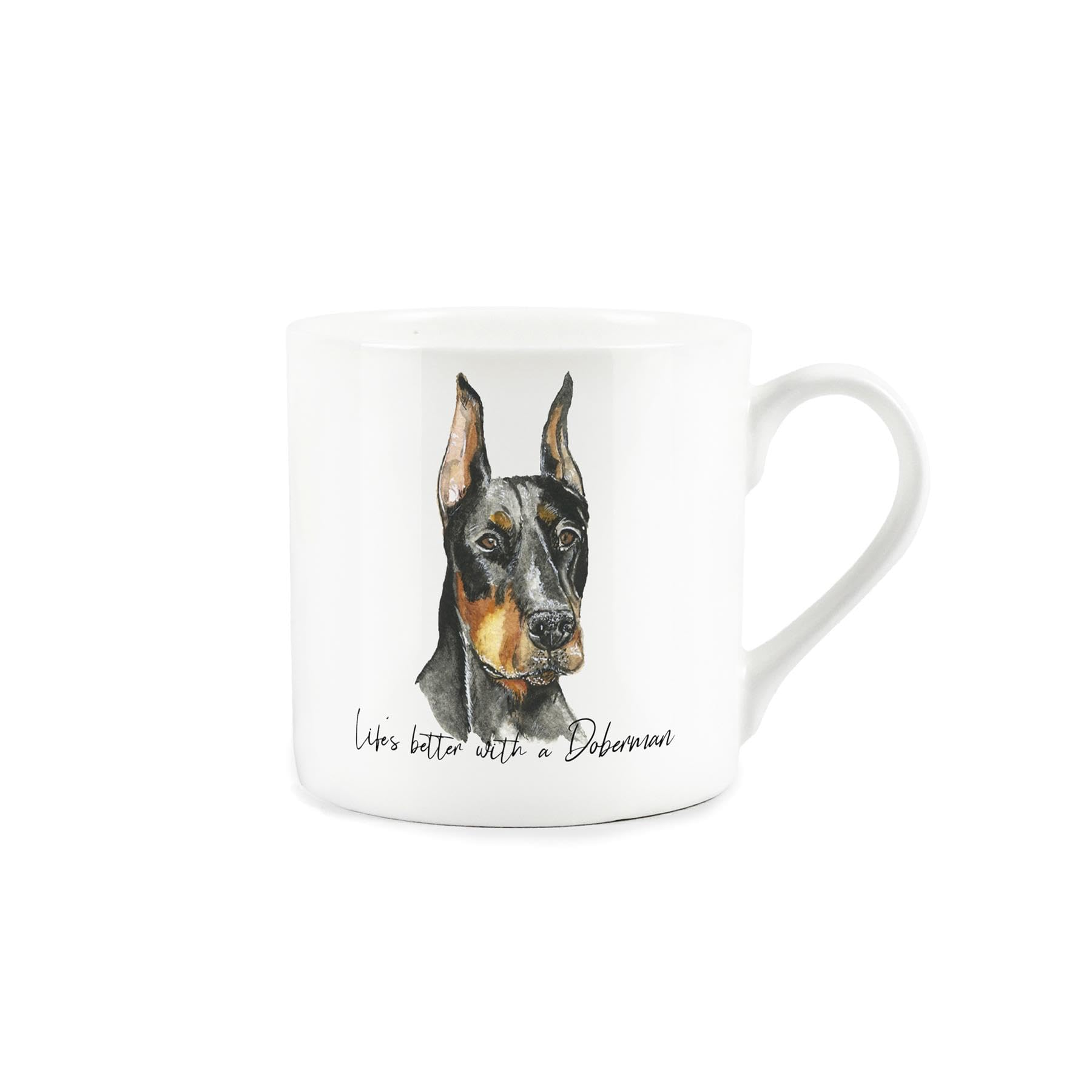 Purely Home Dobermann Mug - Lifes Better with A Dobermann Bone China White Mug - Tea/Coffee Gift for Dog Lovers
