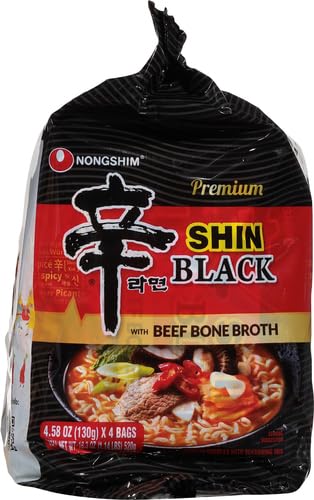 NONGSHIM SHIN RAMYUN BLACK – 4.58 OZ 4 PACKS (MADE IN USA)