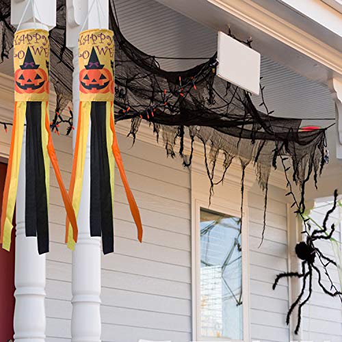 PINCHUANG 40 Inch Halloween Pumpkin Windsock Flag, Halloween Windsock Outdoor Hanging Decoration for Front Yard Patio Lawn Garden Party Decor (Halloween Cat Windsock) - Thumbnail 4