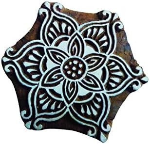 Floral Pattern Round Hand Carved Textile/Wood Stamp Printing/Blocks Wooden/Block
