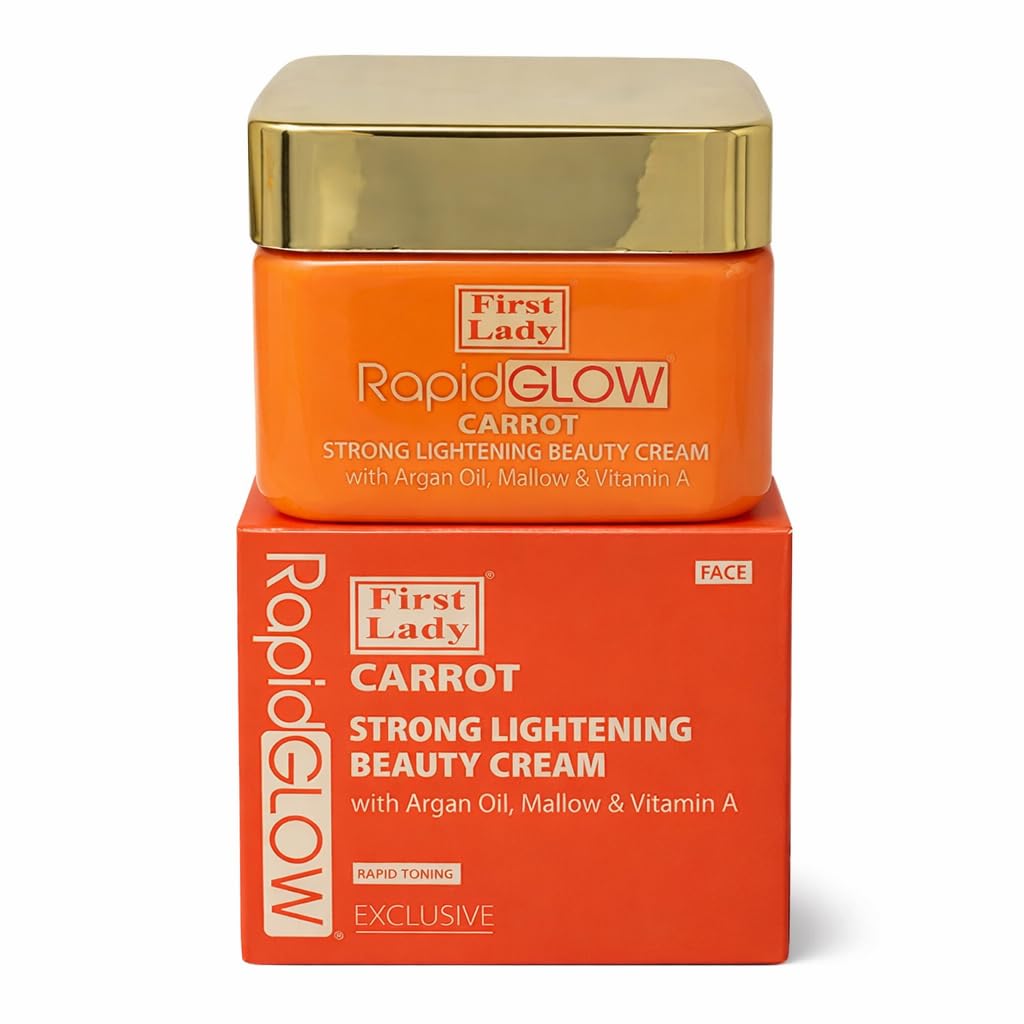 First Lady Rapid Glow Carrot Skin Brightening Cream 250ml – Kojic Acid, Vitamin C & Retinol Moisturiser – Dark Spot Corrector, Even Skin Tone & Hydrating Face & Body Cream