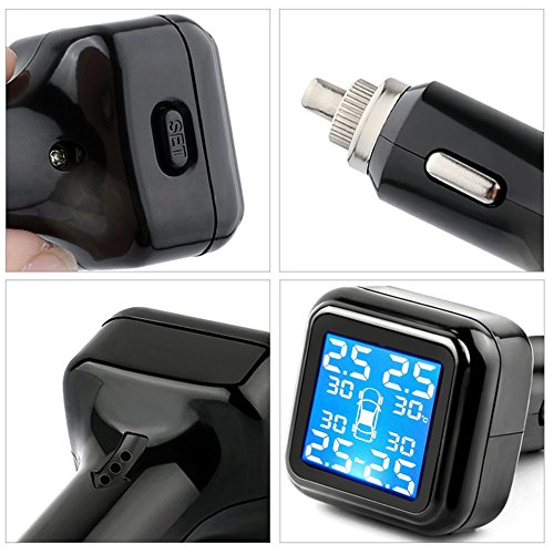 B-Qtech Tire Pressure Mointoring System Wireless TPMS with 4 External Sensors Cigarette Lighter Plug 0~72PSI - Thumbnail 2