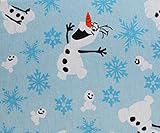 Disney Frozen Twin Flannel Sheet Set - 100% Cotton Heavyweight Flannel Sheets - Blue - Olaf