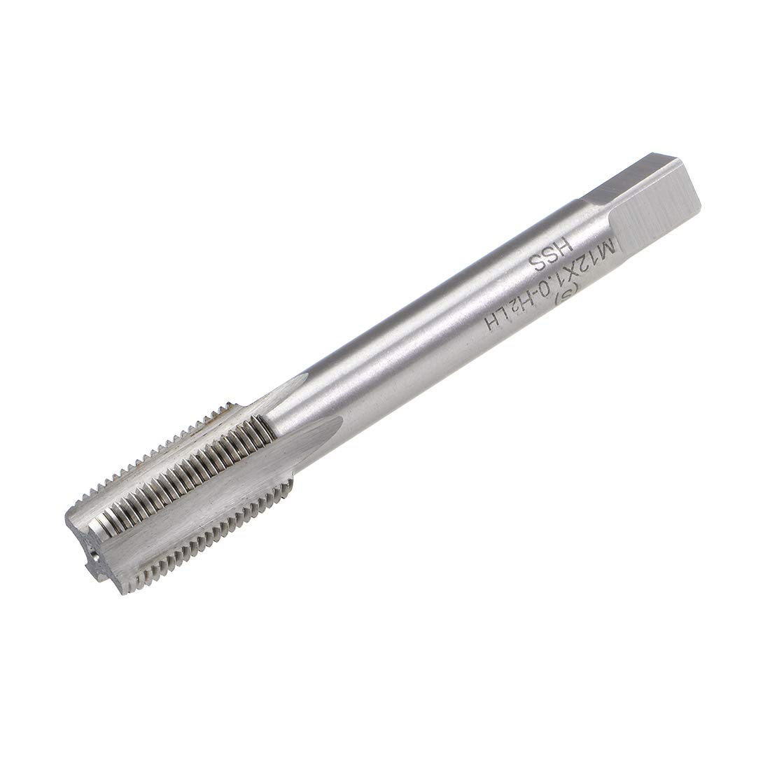sourcing map Metric Machine Tap Left Hand M12 Thread 1 Pitch H2 4 Flutes High Speed Steel Screw Thread Taps Tapping Tool