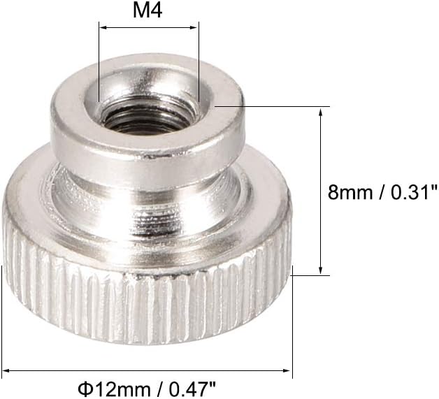 sourcing map Knurled Thumb Nuts, 10Pcs M4x0.7mm Iron Round Knobs Fasteners for 3D Printer Parts, Silver Tone - Image 4