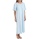 Calida Women's Soft Cotton Short Sleeve Night Shirt Gown, 33400, Light Blue, XS