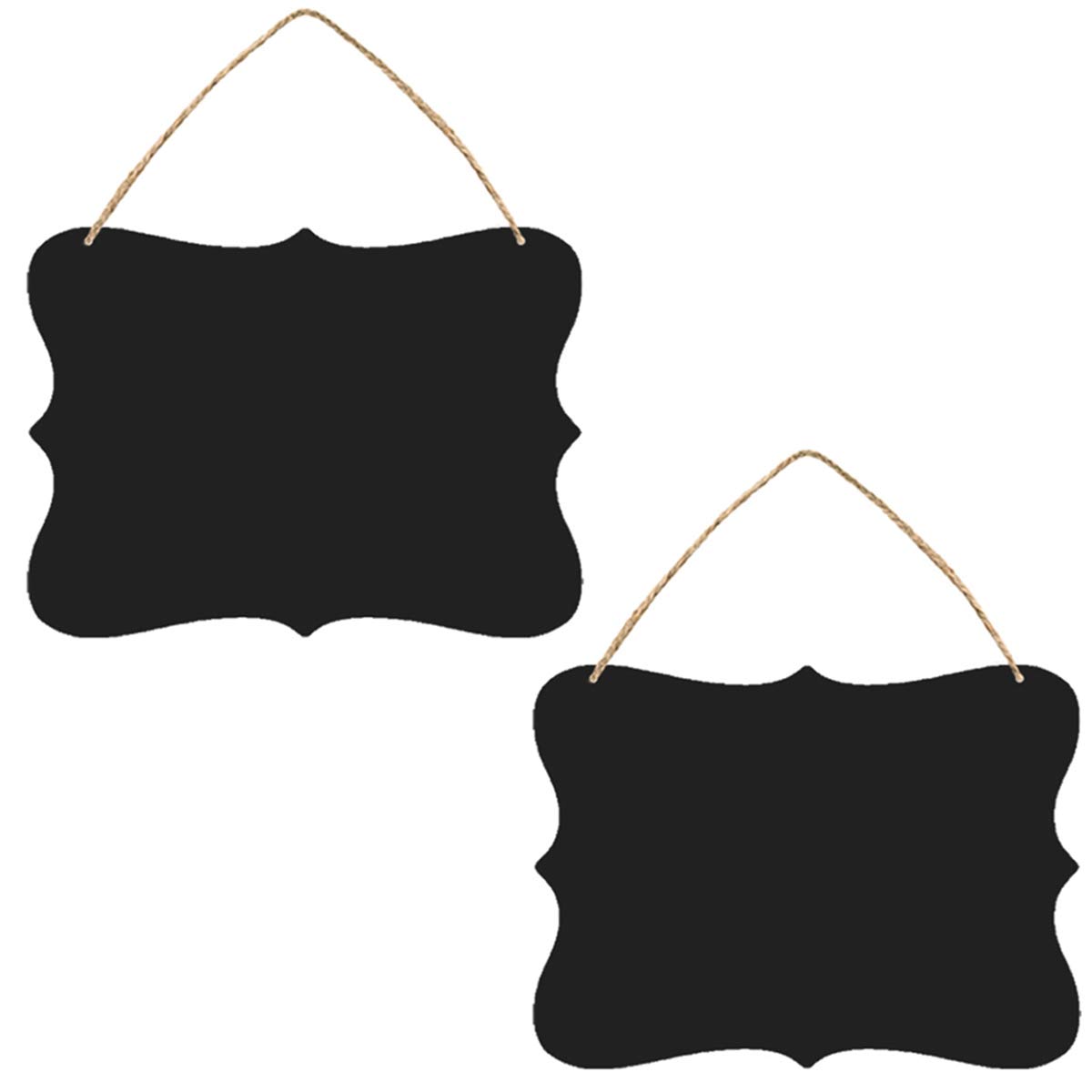 Chalk Board for Wall, 2 Pack Hanging Blackboard Chalkboard Signs, 23 X 18 cm Double Sided Erasable Black Boards Decorative Message Board with Hanging String for Outdoor Kitchen Garden and Bars
