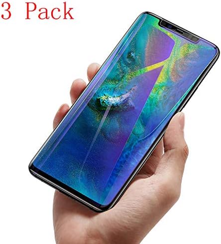 [3 Pack] CCDZ 3D Full Cover for Huawei Mate 20 Pro Anti-Blue Light Tempered Glass Screen Protector Film Purple Tempered Glass for Huawei Mate 20 Pro (6.39 Inch) New