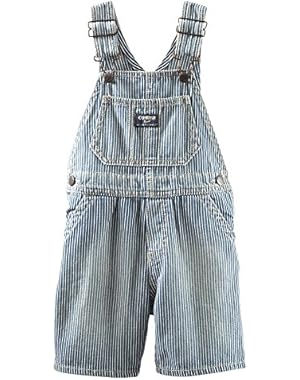 OshKosh B'Gosh Baby Boys' Engineer Striped Denim Shortalls, 12 Months