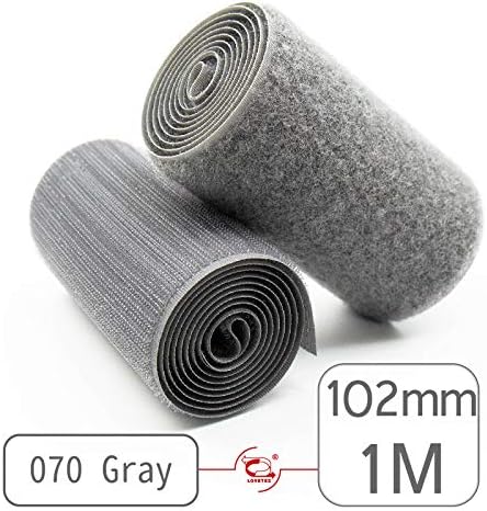 102mm(4") Width 1 Pair Meter Sew-On Hook&Loop Fastener Tape for 12 Colors (#070 Gray)