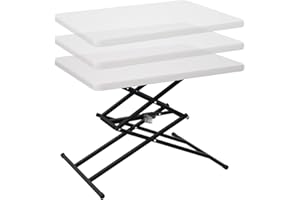 Upstreman Home 28 inch Quick Pop Up Table, Adjustable Folding Table, SwiftFold Folding Table Three Heights, Multi-Functional Personal Activity Table, TV Tray, Portable Dinner Table, Granite White
