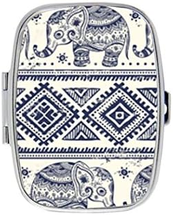 Tribal Totem Elephant Aztec Custom Fashion Square Pill Box Medicine Tablet Holder Organizer Case for Pocket or Purse
