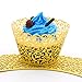 UNIQLED Filigree Artistic Bake Cake Paper Cups Little Vine Lace Laser Cut Liner Cupcake Wrappers Baking Cup Muffin Holder Case for Wedding Birthday Party Decoration (60, Gold)
