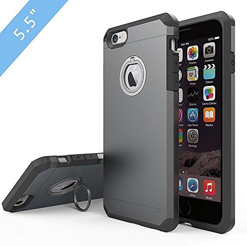 iPhone 7 Plus Case, TOP COVER Soft Touch Feeling Absorber Corner Heavy Duty Drop Proof Solid Armor Case for iPhone 7 Plus with Ring Kickstand(Gunmetal)