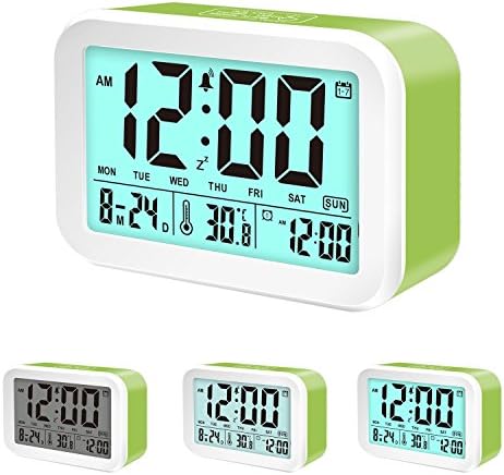 Coresto Multi-Function Digital Clock with 3 Alarms, Optional Weekday Alarm,Snooze and Sensor Light Loud Alarm Clock for Kids And Family (Green)