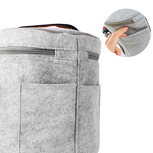 Unichart Stainless Steel Square Lunch Box Insulated Lunch Bag Lock Container Bag Spoon and Chopsticks Set Food Storage Boxes for work and school (3-Tier) (round lunch bag) - Thumbnail 6