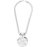 XILAZAB Silver Hammered Metal Statement Necklace Set with Lobster Clasp Closure, Disc Coin Necklace Circle Necklace Chunky Necklaces for Women New Unique Trendy Jewelry Valentines Day Gift