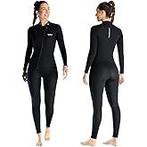Skyone Wetsuits for Men Women, 3MM Neoprene Wetsuit Full Body Wet Suit in Cold Water, Scuba Diving Suit Long Sleeves Front Zip Warm Swimsuit for Swimming Surfing Snorkeling