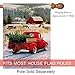 Dyrenson Merry Christmas 28 x 40 House Flag Red Truck Double Sided, Xmas Farmhouse Quote Burlap Garden Yard Decoration, Rustic Winter Vintage Seasonal Outdoor Décor Decorative Large Flag for Holiday