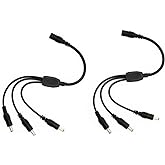 2 Pack black 1 Female to 3 male 5.5mm X 2.1mm CCTV DC Power Supply Splitter Cable