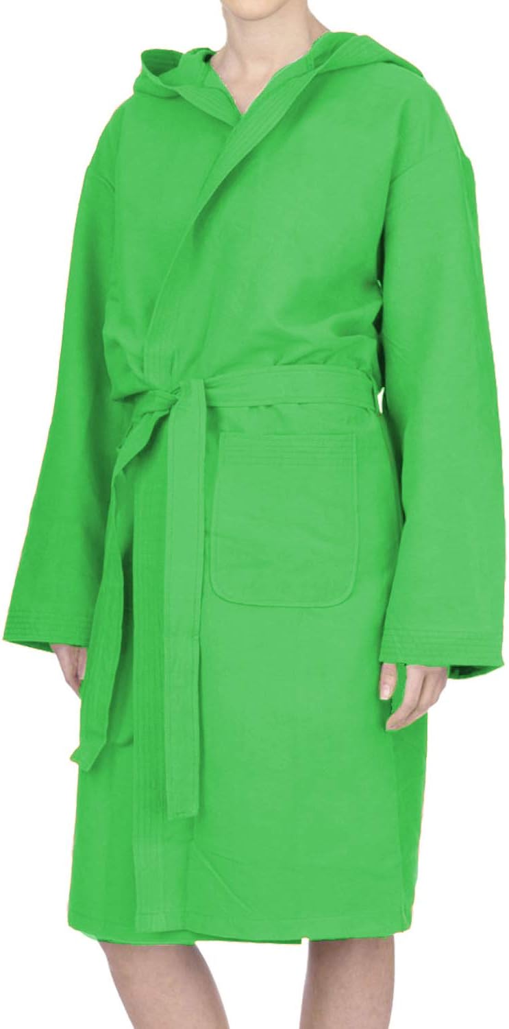 PETTI Artigiani Italiani Unisex, Hooded Microfiber Bathrobe, 100% Made in Italy, Microfibre, Green, L - Image 3