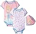 Disney Baby-Girls Cinderella Bodysuits and Bib, Pink, 0-3 Months (Pack of 3)