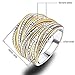 Mytys 2 Tone Intertwined Crossover Statement Ring Fashion Band Rings for Women Men Gold Silver Plated 18mm Wide
