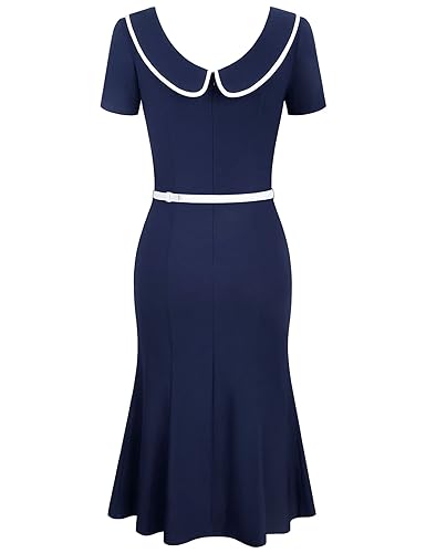 MUXXN Women's Retro 60s Sailor Collar Short Sleeve Pinup Cocktail